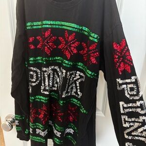 PINK Victoria's Secret Black Sequin Top